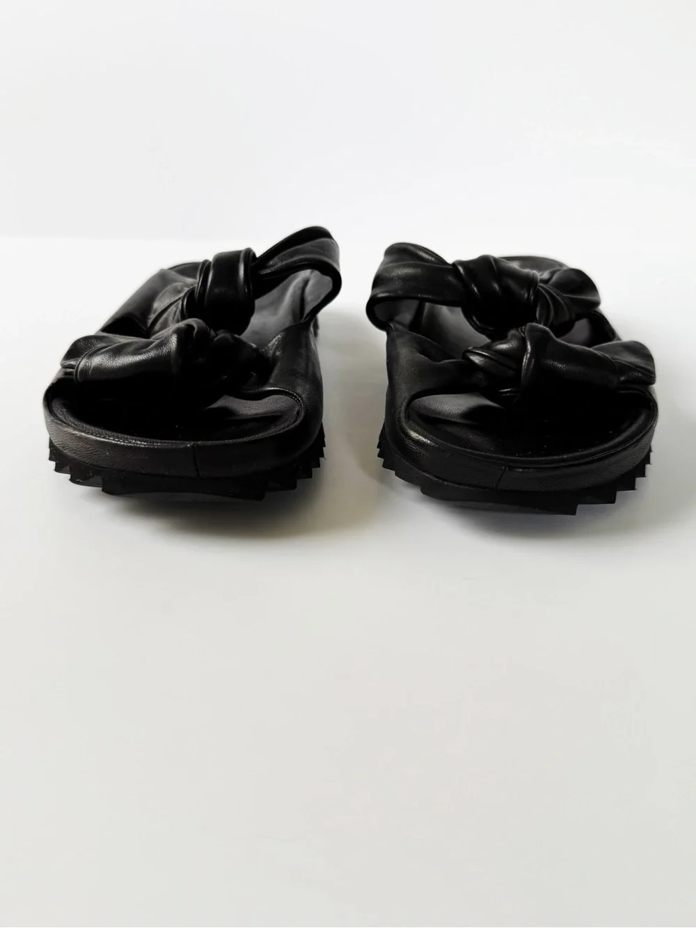 Officine Creative Pelagie Knotted Leather Slides in Black | 37